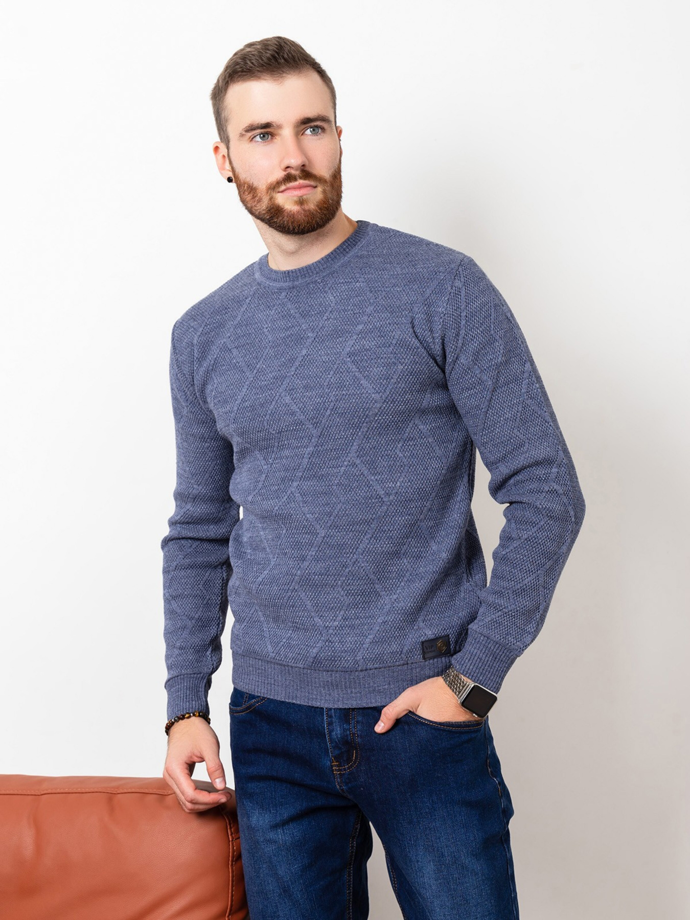 Джемпер ISSA Plus модель GN4-63_blue Джемпер ISSA Plus модель GN4-63_blue Фото