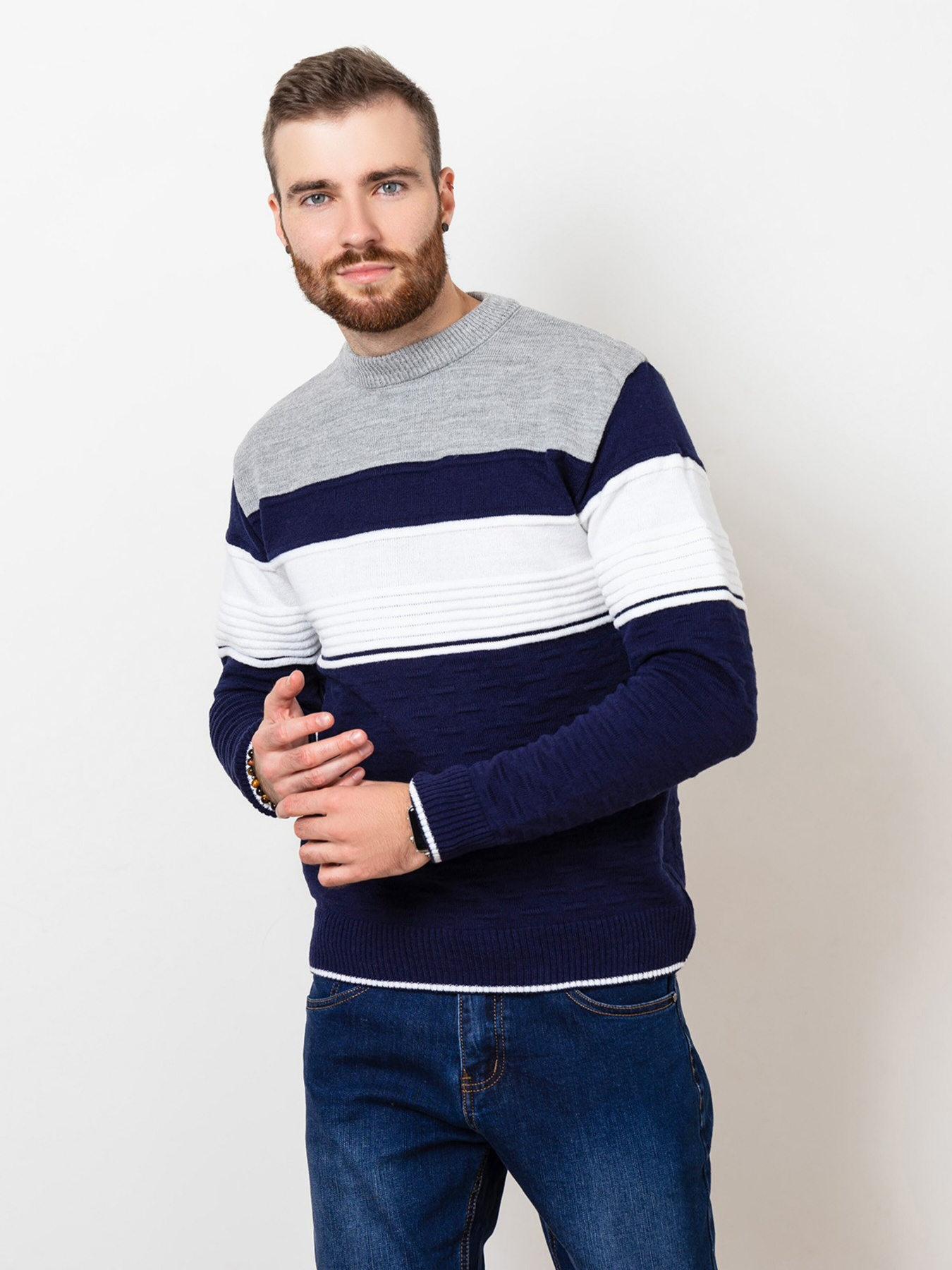 Джемпер ISSA Plus модель GN4-70_greyblue Фото