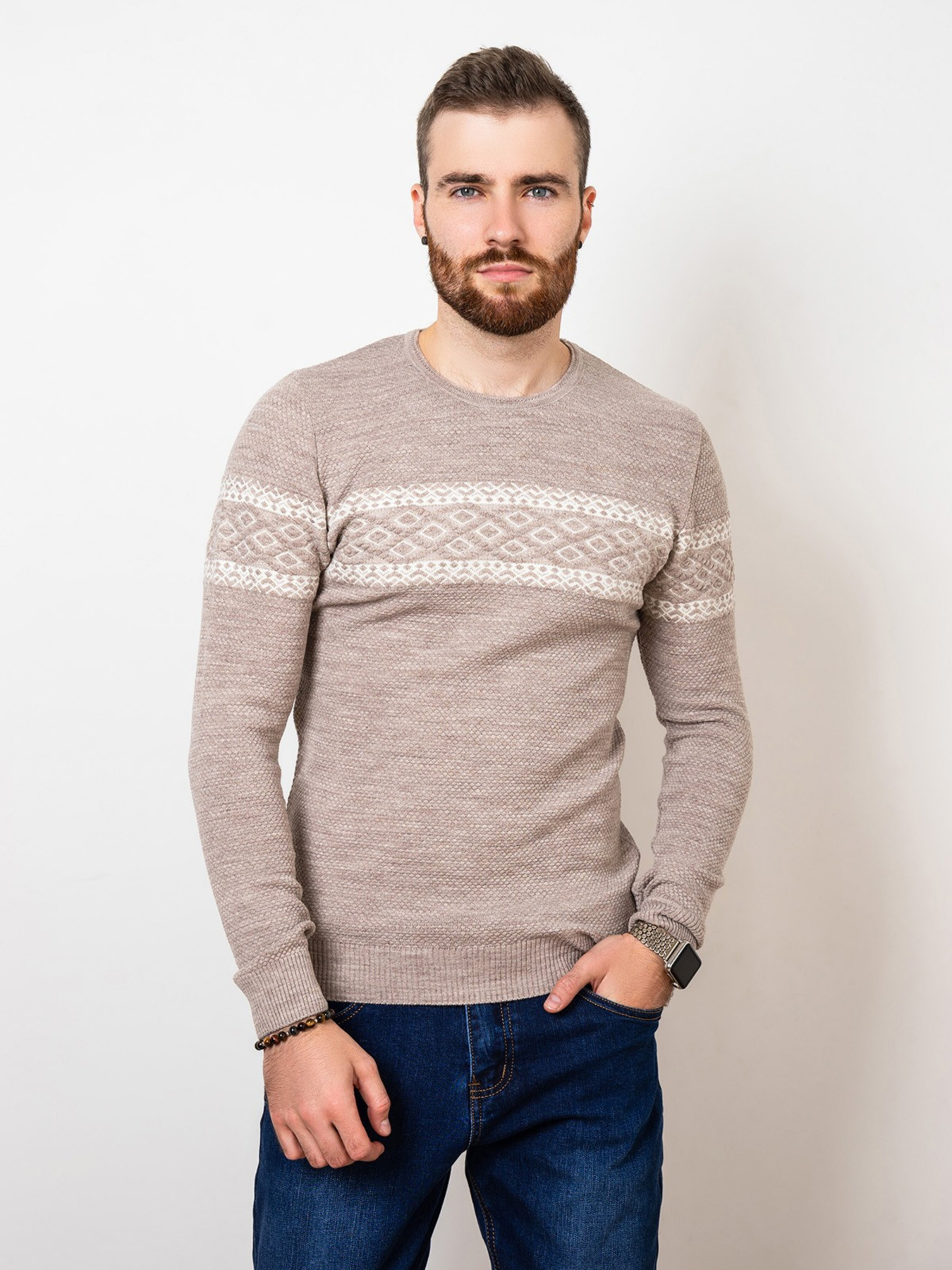 Джемпер ISSA Plus модель GN4-75_beige Фото