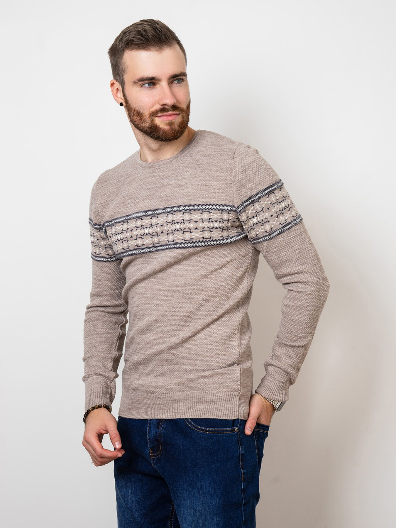 Светр ISSA Plus модель GN4-76_beige Фото