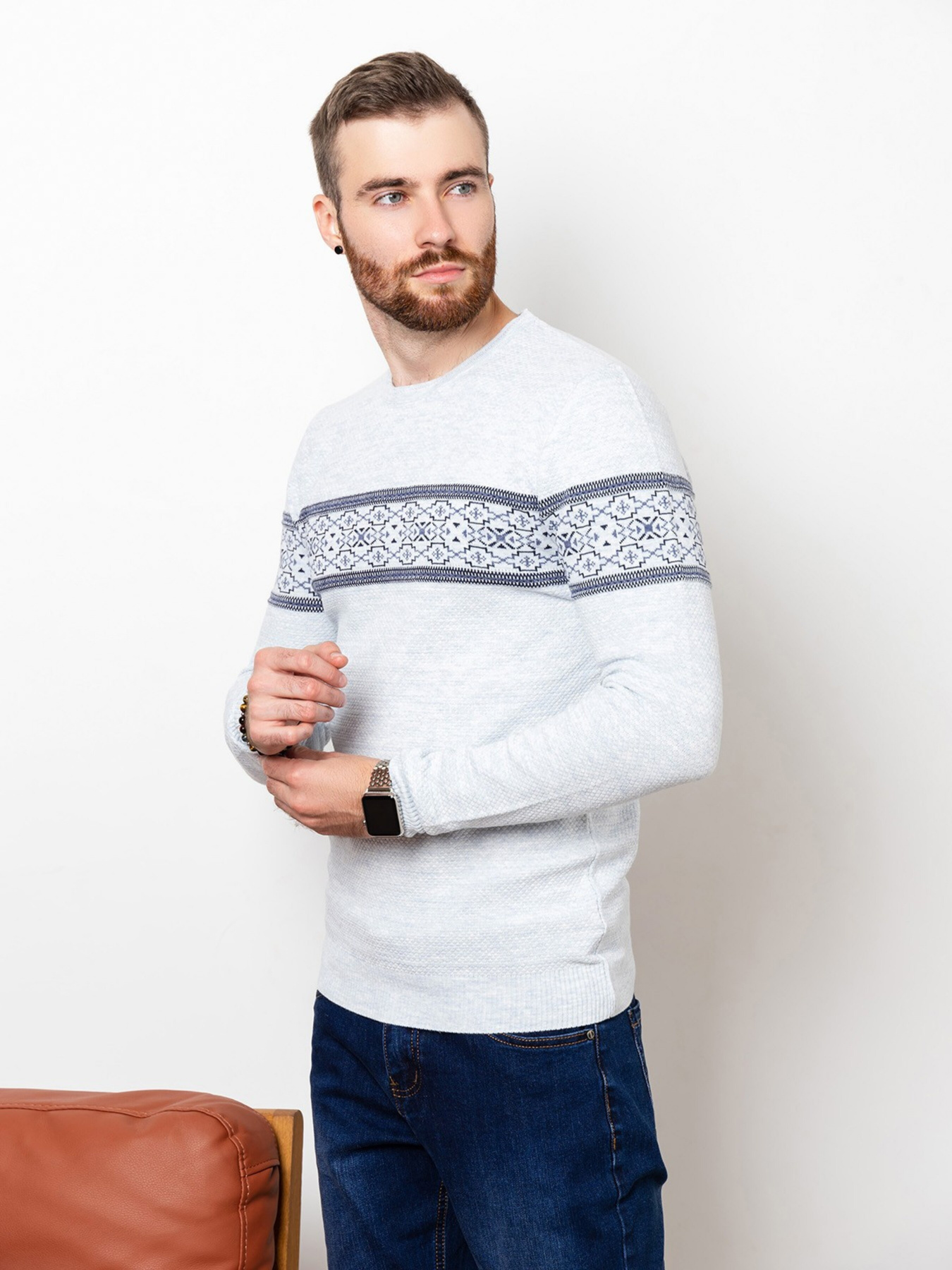 Свитер ISSA Plus модель GN4-76_lightblue Фото