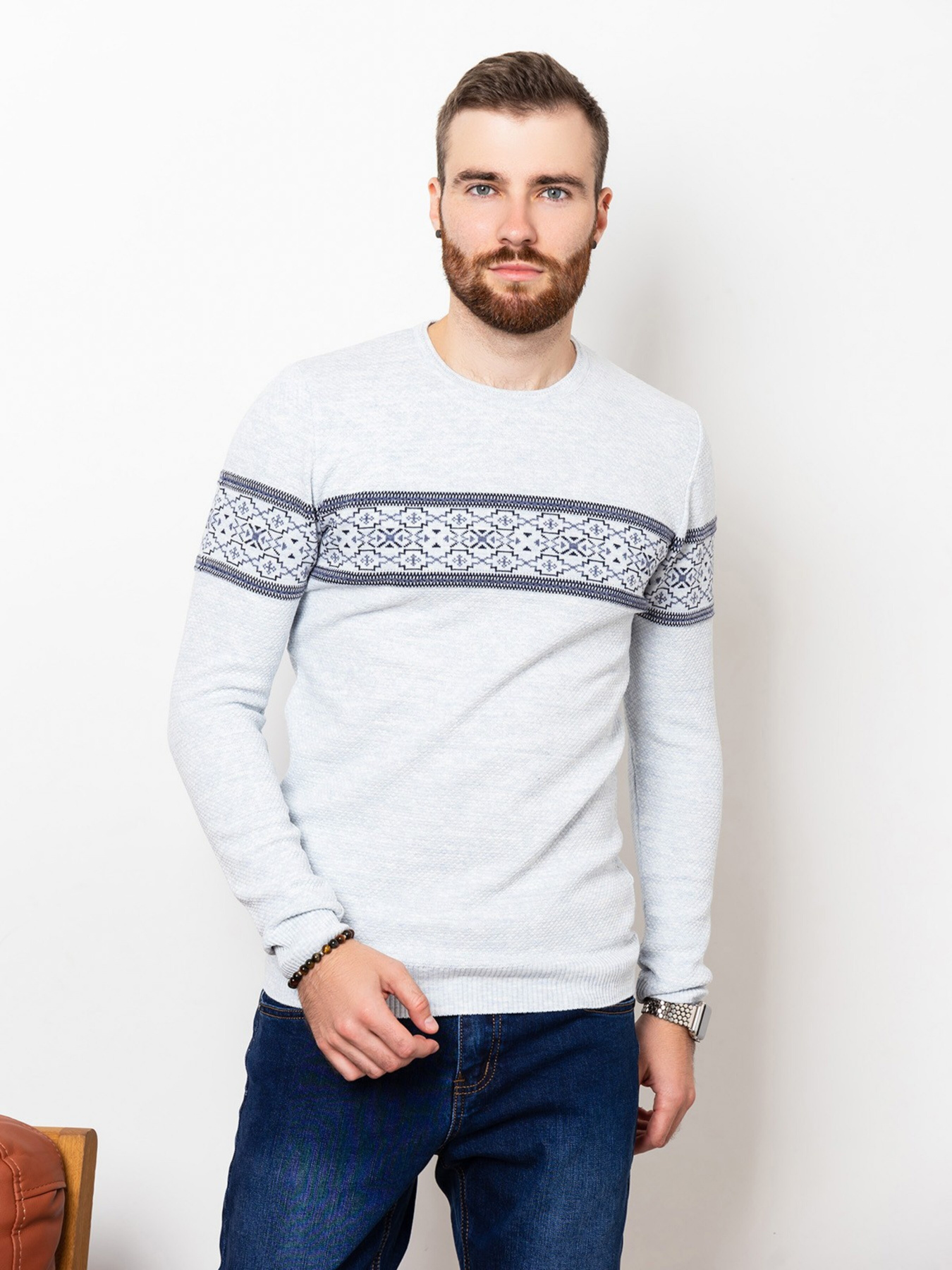 Свитер ISSA Plus модель GN4-76_lightblue Фото