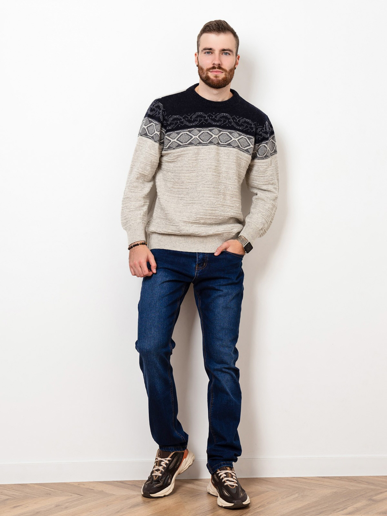 Джемпер ISSA Plus модель GN4-81_greyblue Фото