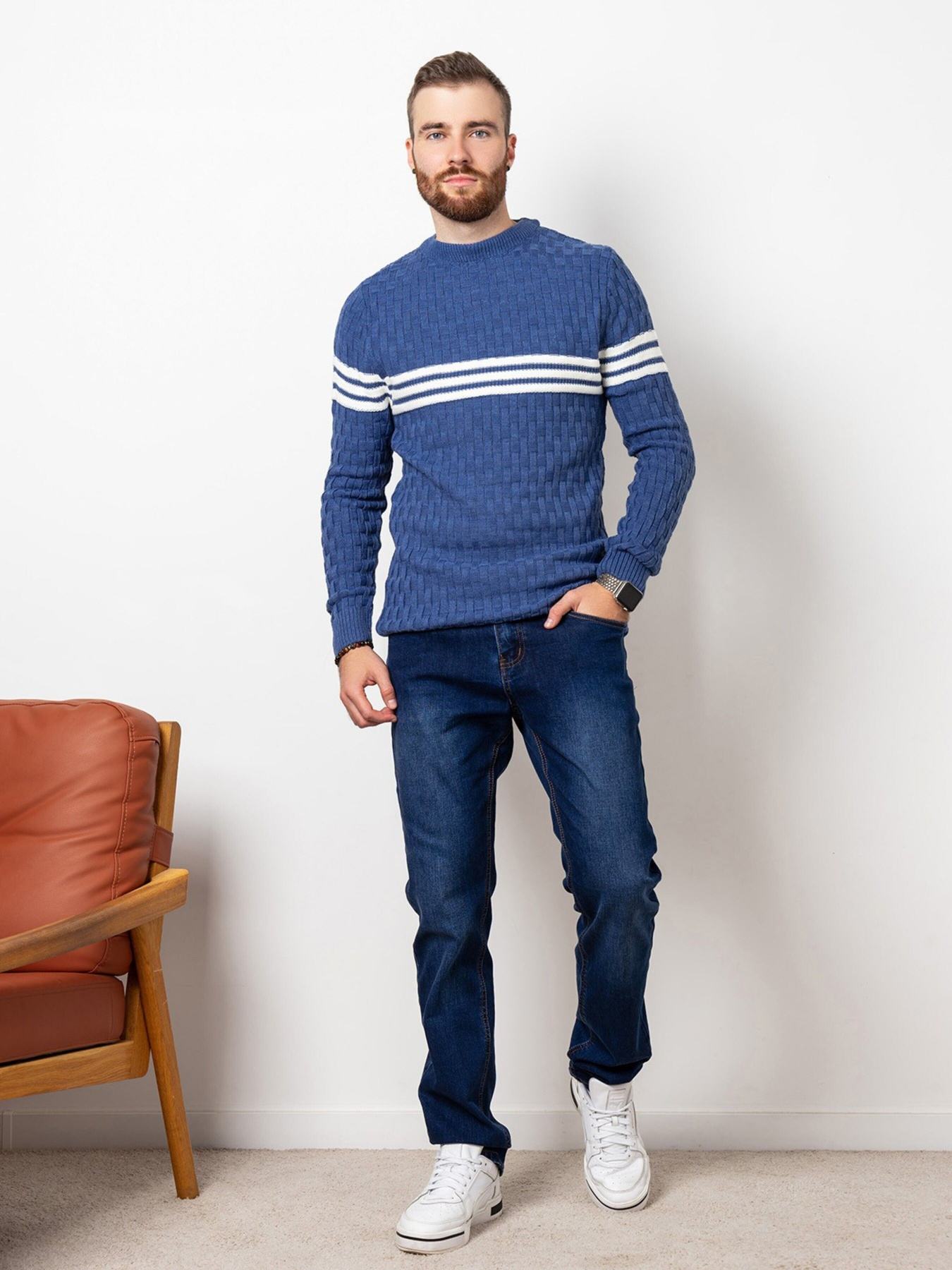 Джемпер ISSA Plus модель GN4-52_blue. Джемпер ISSA Plus модель GN4-52_blue. Фото