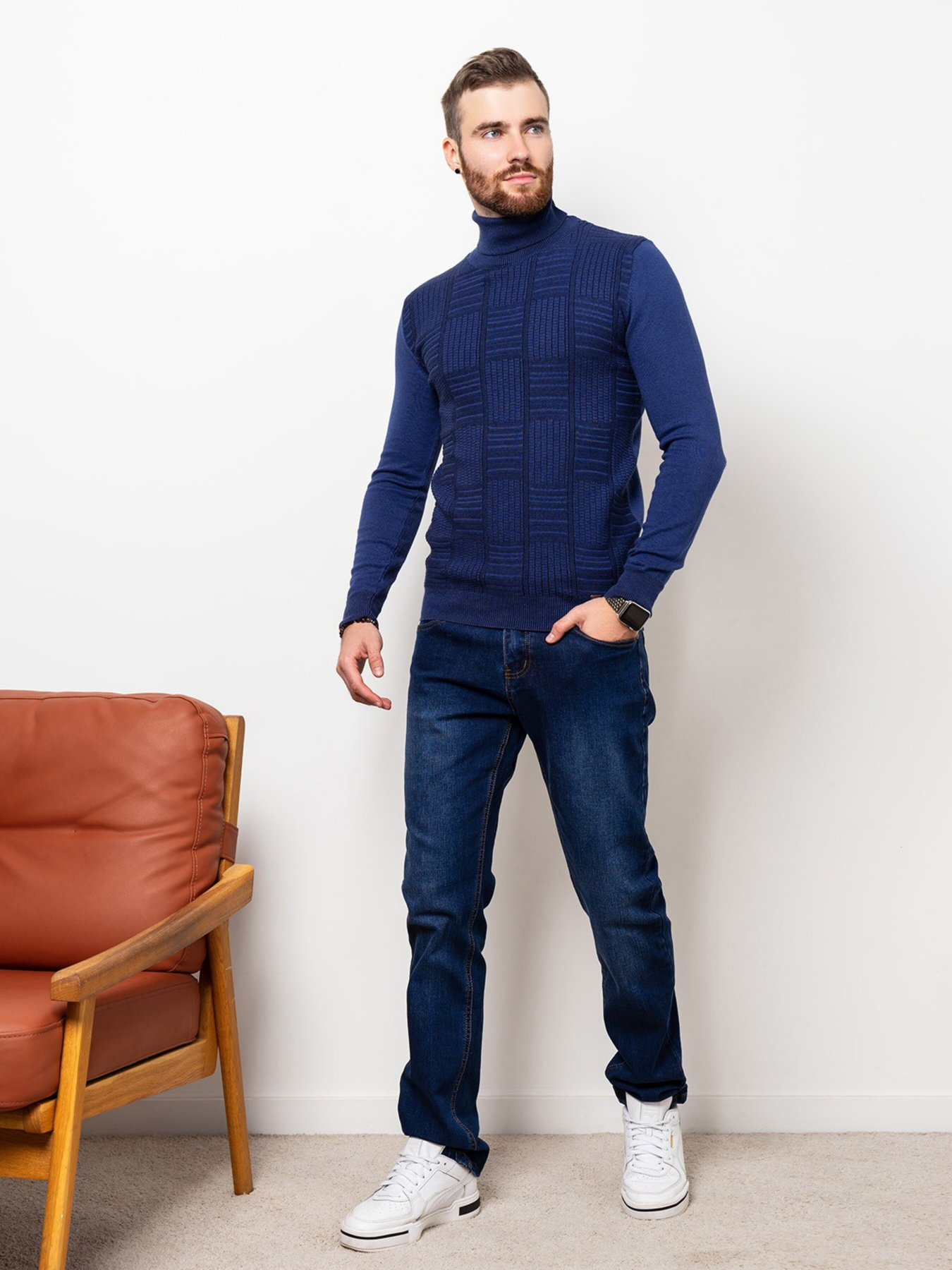 Водолазка ISSA Plus модель GN4-59_blue. Водолазка ISSA Plus модель GN4-59_blue. Фото