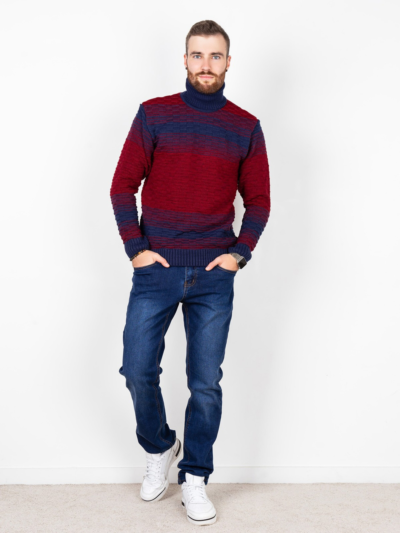 Свитер ISSA Plus модель GN4-72_burgundy. Фото