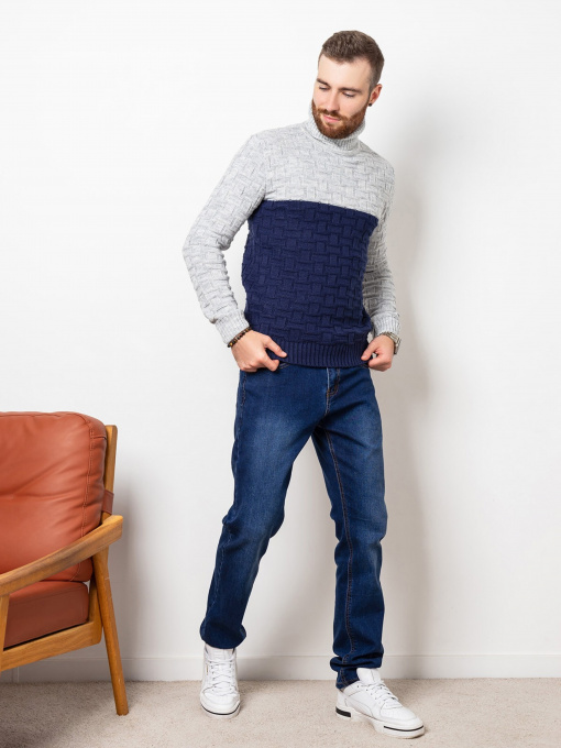 Свитер ISSA Plus модель GN4-73_greyblue. Фото