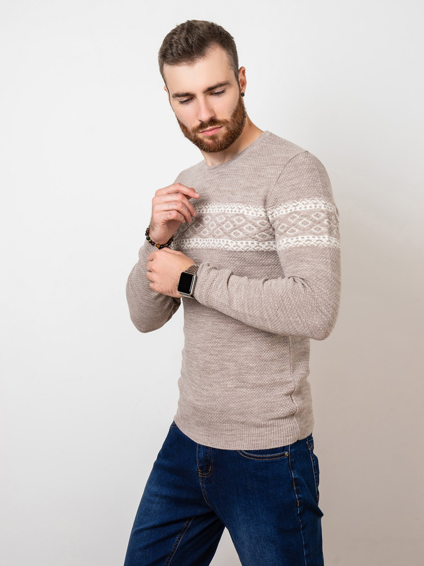 Джемпер ISSA Plus модель GN4-75_beige. Фото