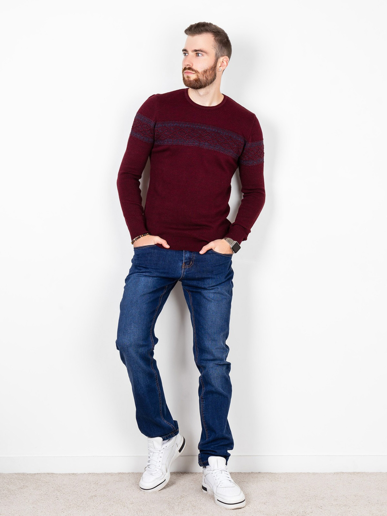 Джемпер ISSA Plus модель GN4-75_burgundy. Джемпер ISSA Plus модель GN4-75_burgundy. Фото