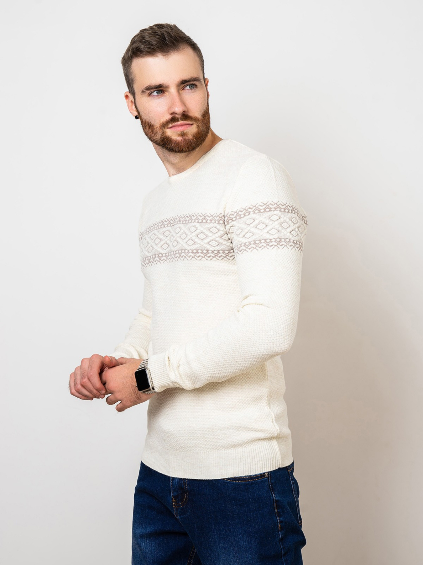 Джемпер ISSA Plus модель GN4-75_milky. Джемпер ISSA Plus модель GN4-75_milky. Фото