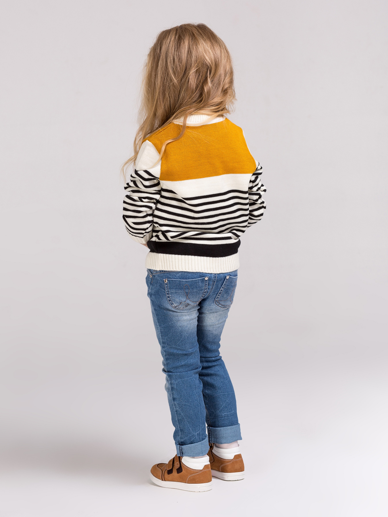 Джемпер плетеный полосатый желто-черный модель 72-17-001 Фото