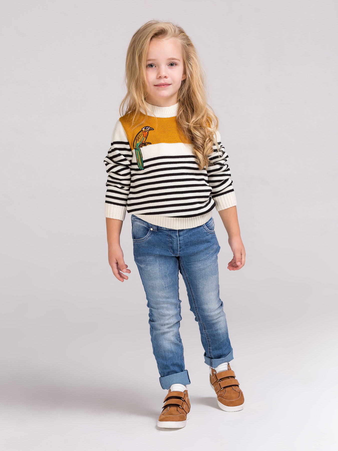 Джемпер плетеный полосатый желто-черный модель 72-17-001 Фото