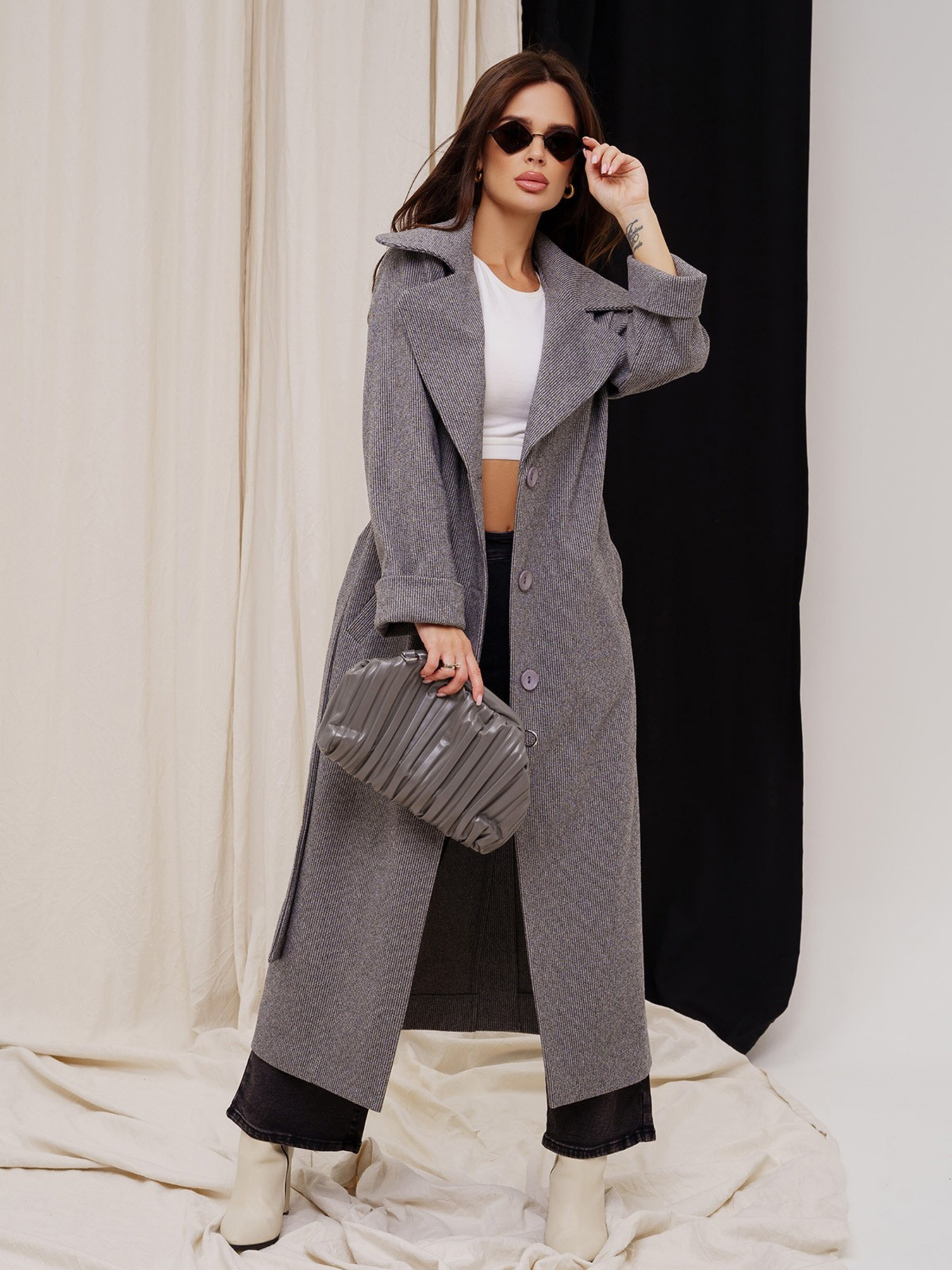 Пальто ISSA Plus модель 13541_grey. Фото