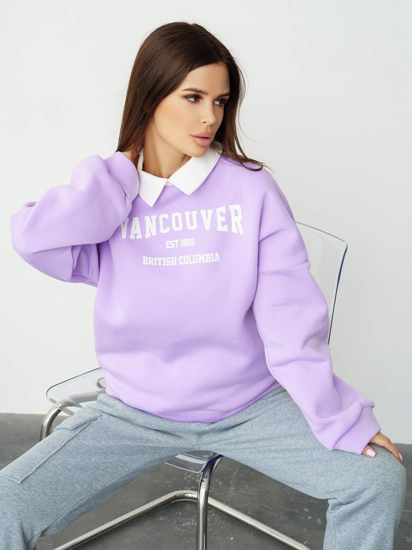 Свитшот ISSA Plus модель SA-427_lilac Фото