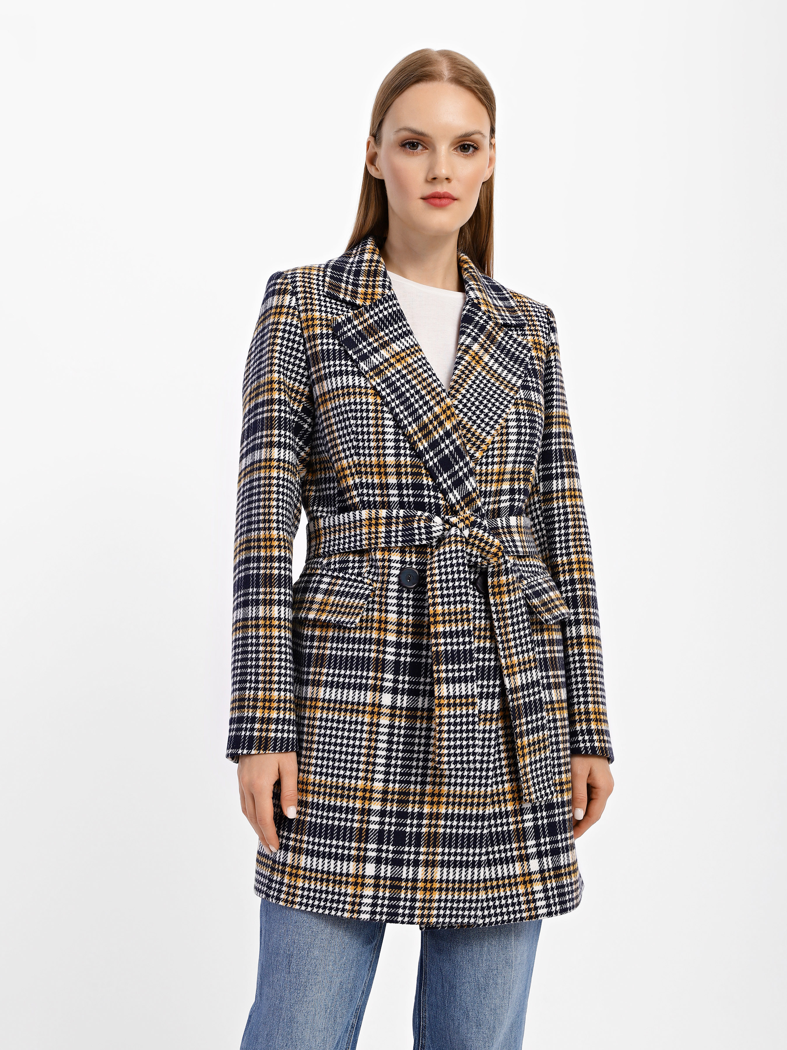 Жіноче Пальто Danna  (1749YE) колір білий/чорний, матеріал бавовна/віскоза