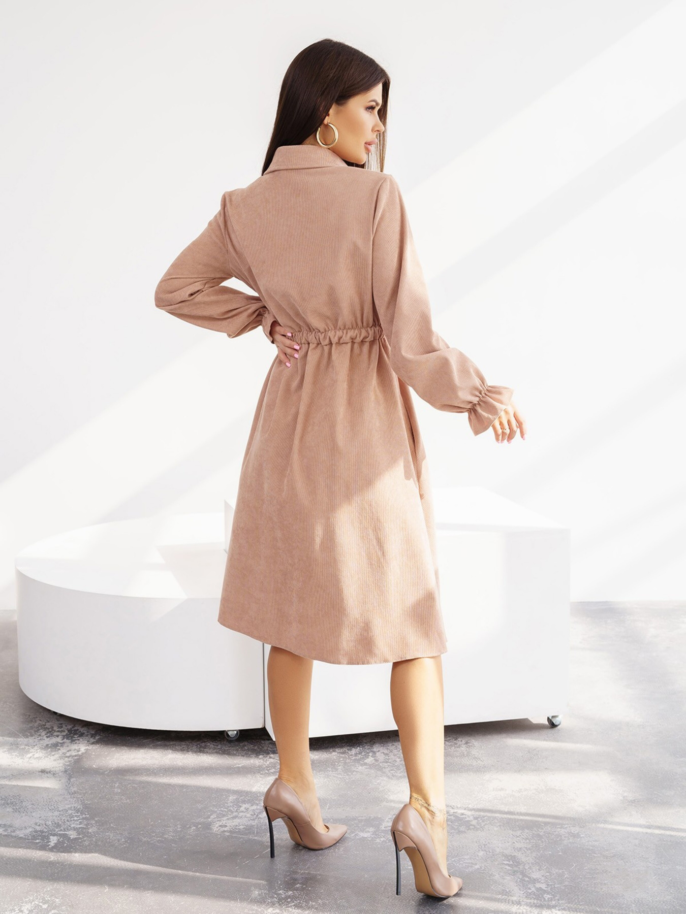 Платье миди ISSA Plus модель SA-349_beige Фото