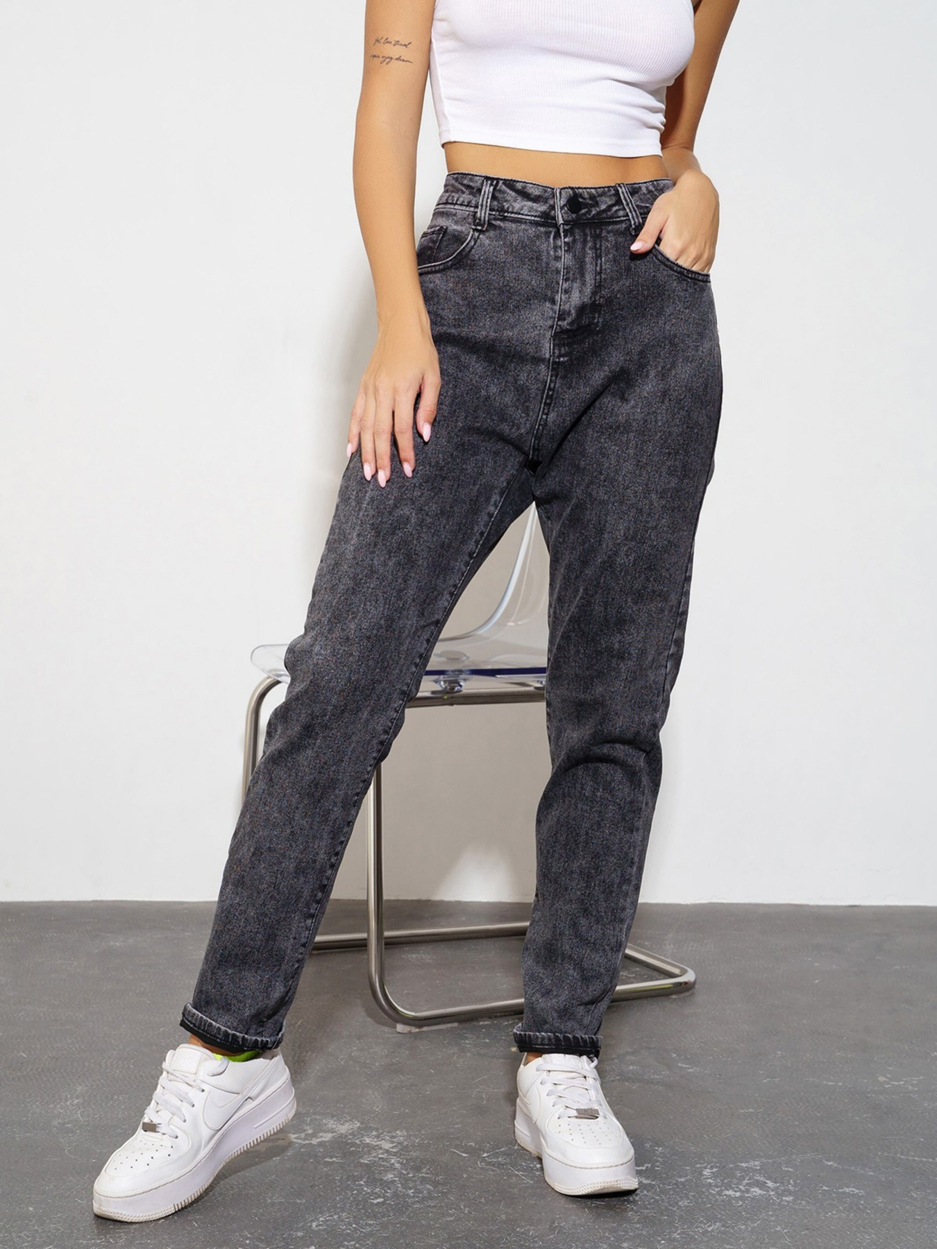 Джинси мом ISSA Plus модель WN20-313_grey Фото