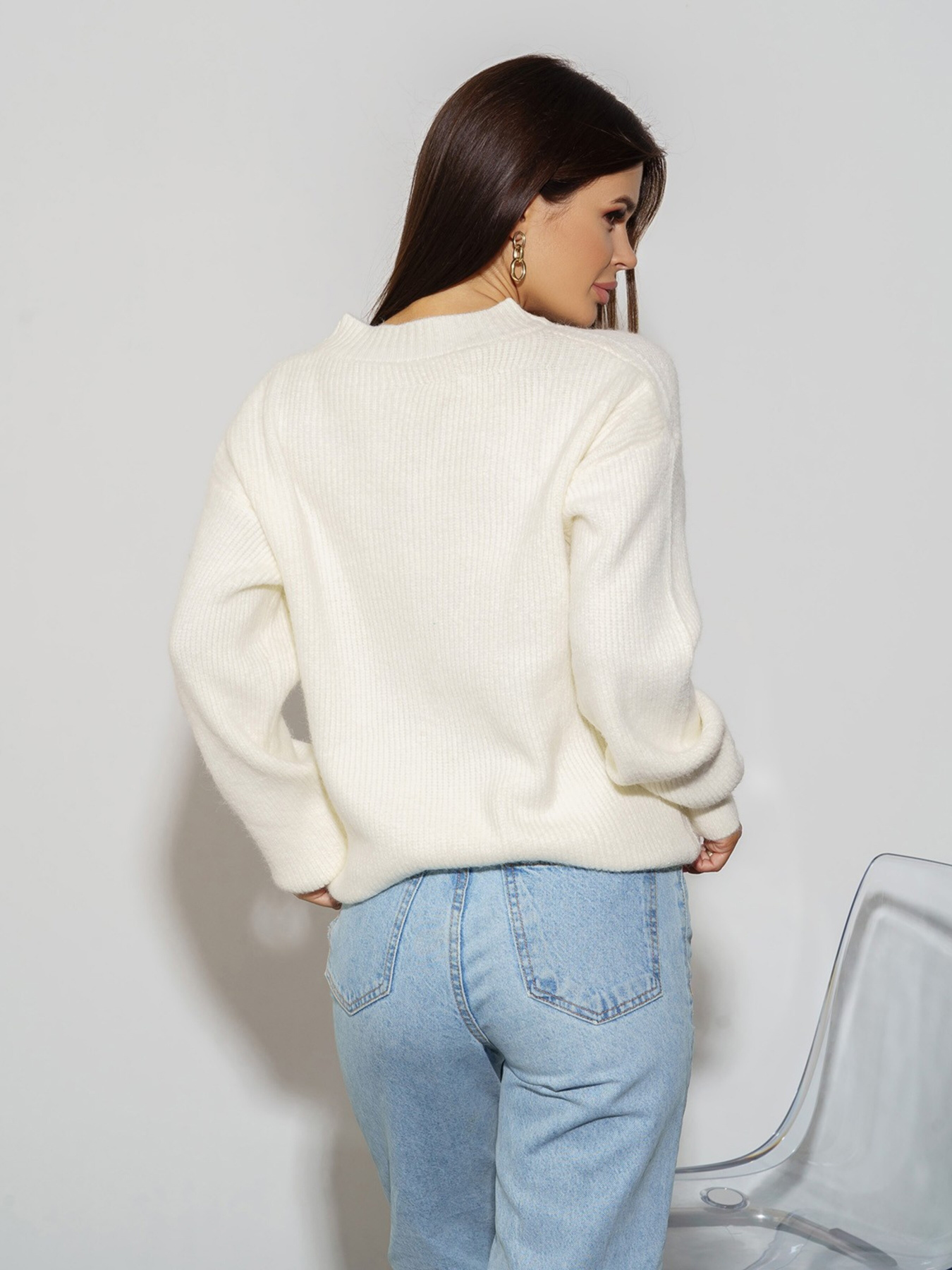 Свитер ISSA Plus модель WN20-324_milky Фото