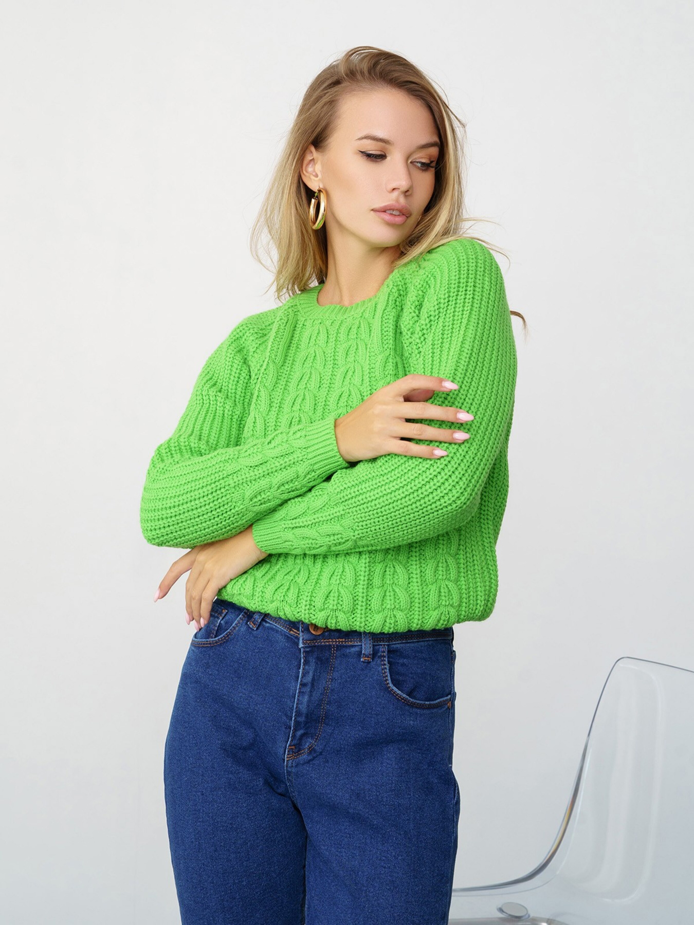 Свитер ISSA Plus модель WN20-334_lightgreen Фото