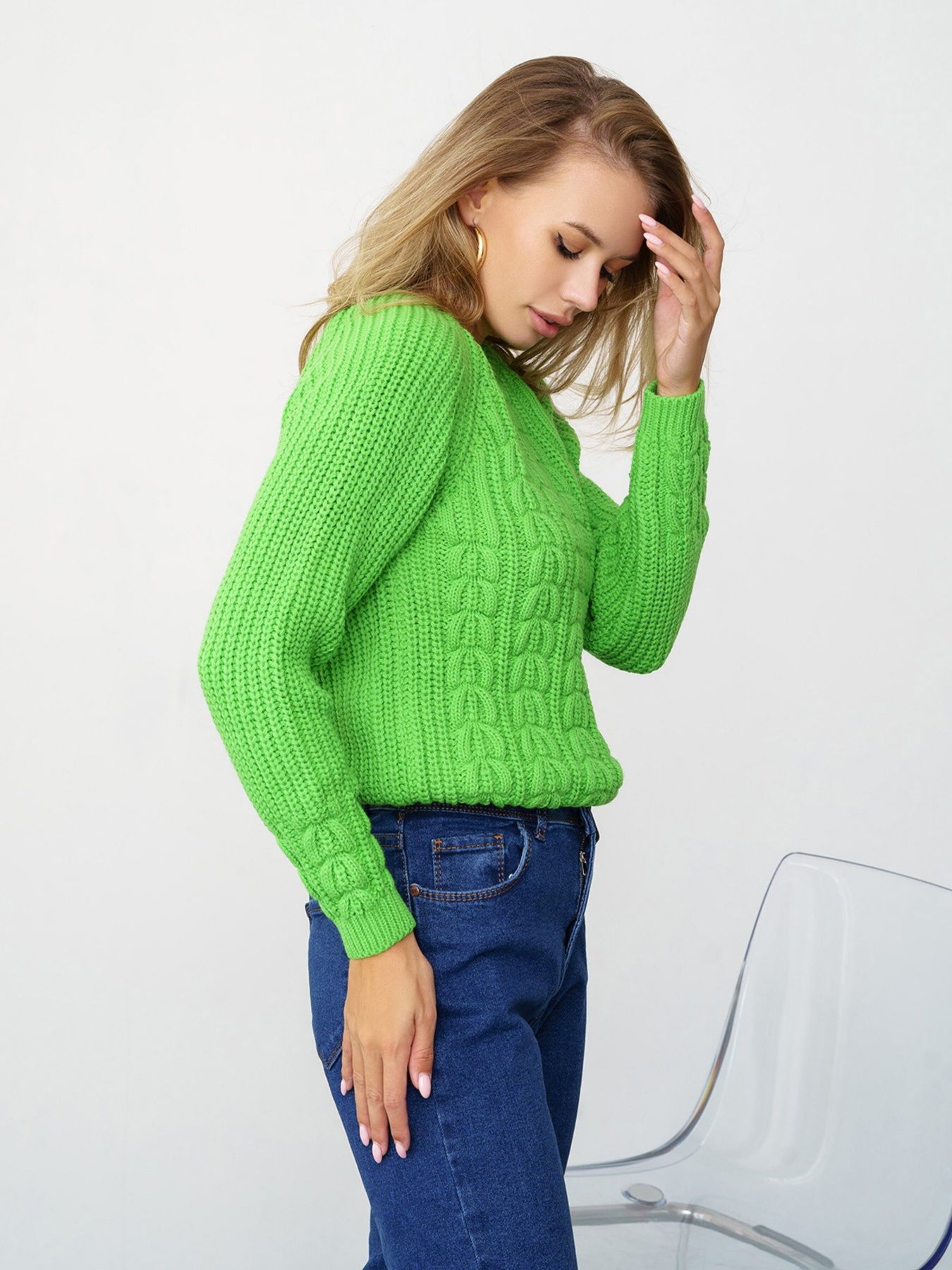 Свитер ISSA Plus модель WN20-334_lightgreen Фото