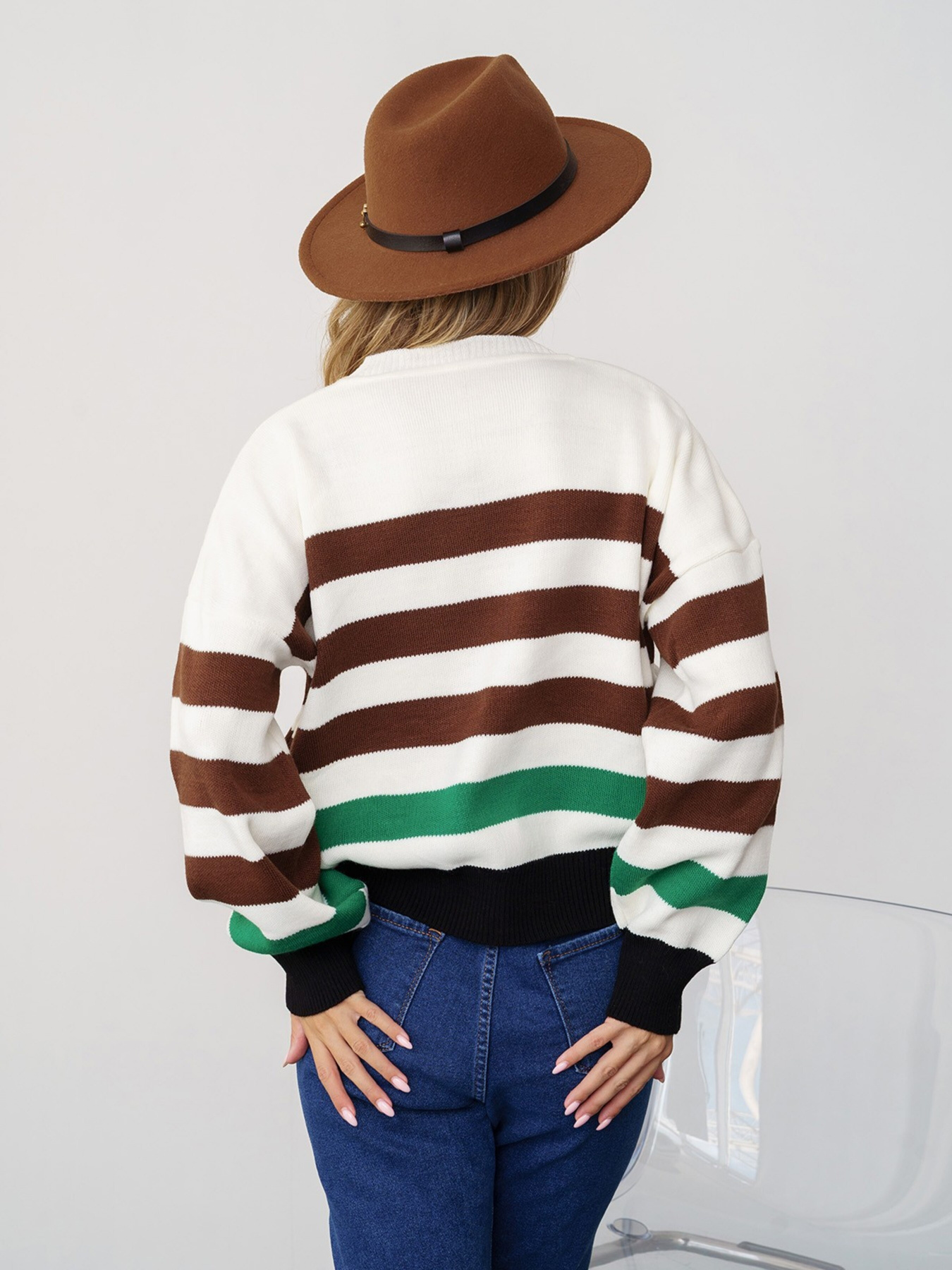 Свитер ISSA Plus модель WN20-340_whitebrown Фото