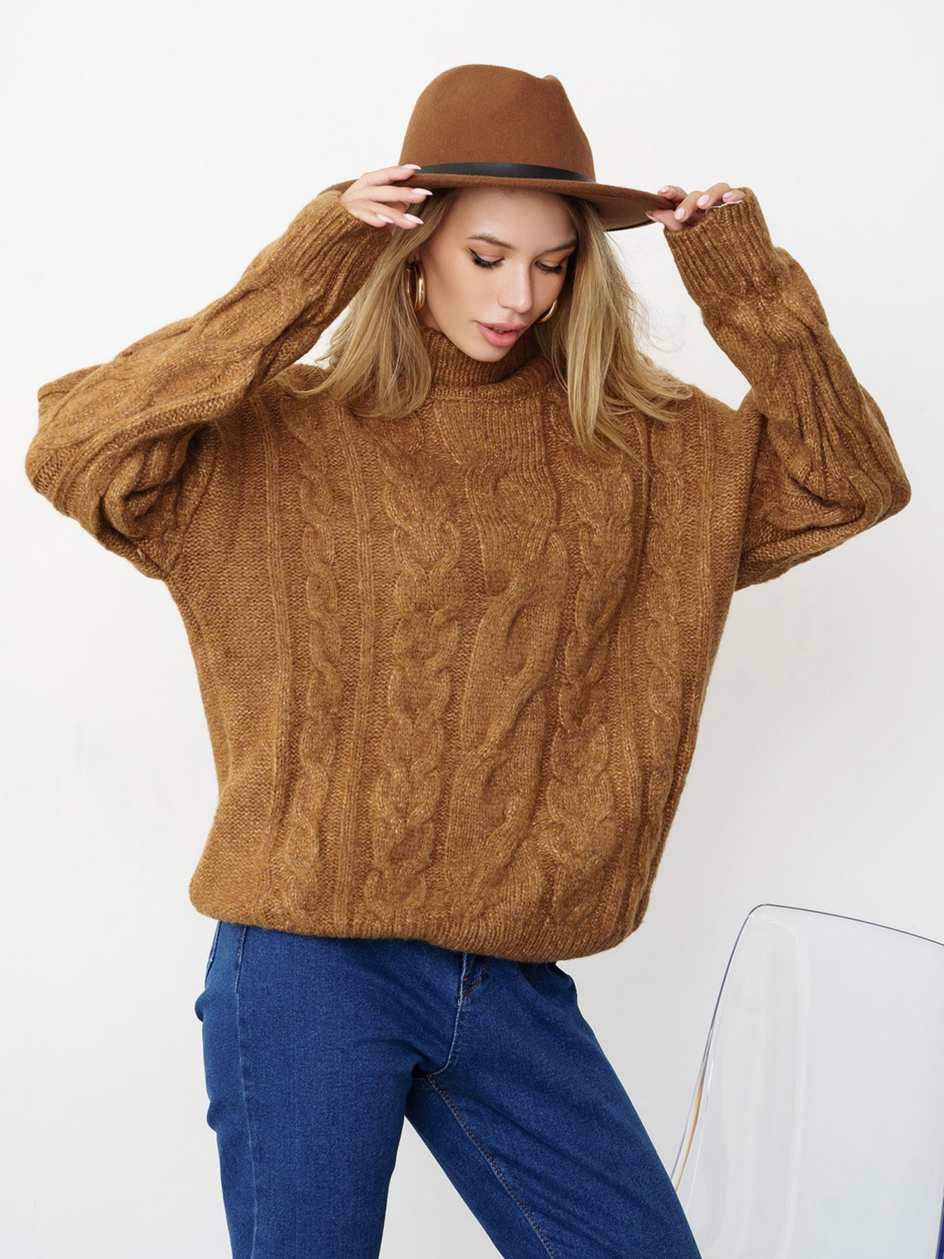 Свитер ISSA Plus модель WN20-348_brown Фото