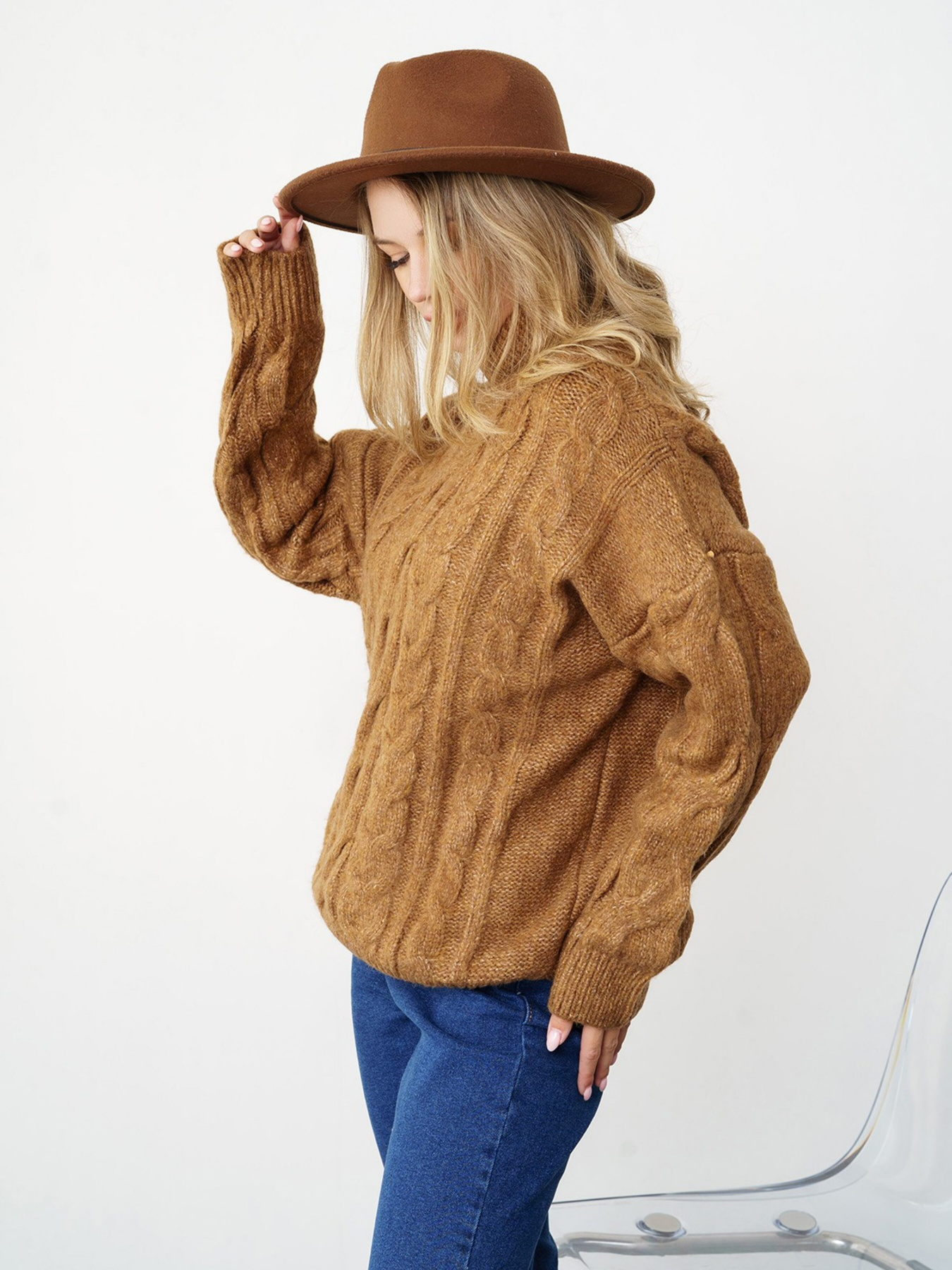 Светр ISSA Plus модель WN20-348_brown Светр ISSA Plus модель WN20-348_brown Фото