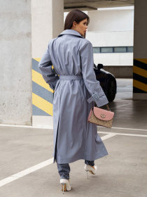 Плащ ISSA Plus модель 13584_grey Фото