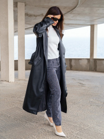 Плащ ISSA Plus модель 13584_black Фото