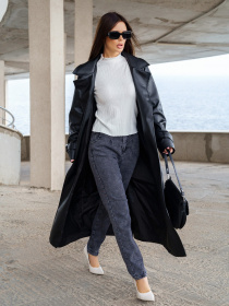 Плащ ISSA Plus модель 13584_black Фото