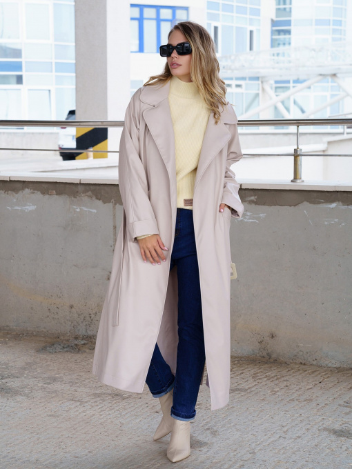 Тренч ISSA Plus модель 13585_lightbeige Фото