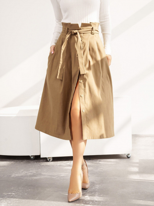 Спідниця міді ISSA Plus модель 13583_beige Фото