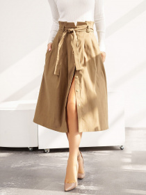 Спідниця міді ISSA Plus модель 13583_beige Фото