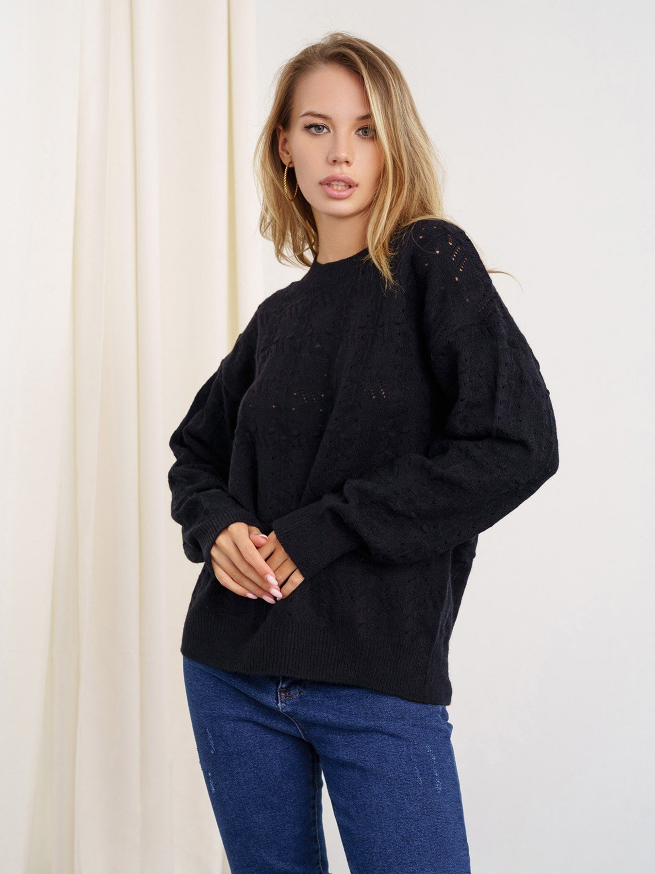 Светр ISSA Plus модель WN20-321_black Светр ISSA Plus модель WN20-321_black Фото