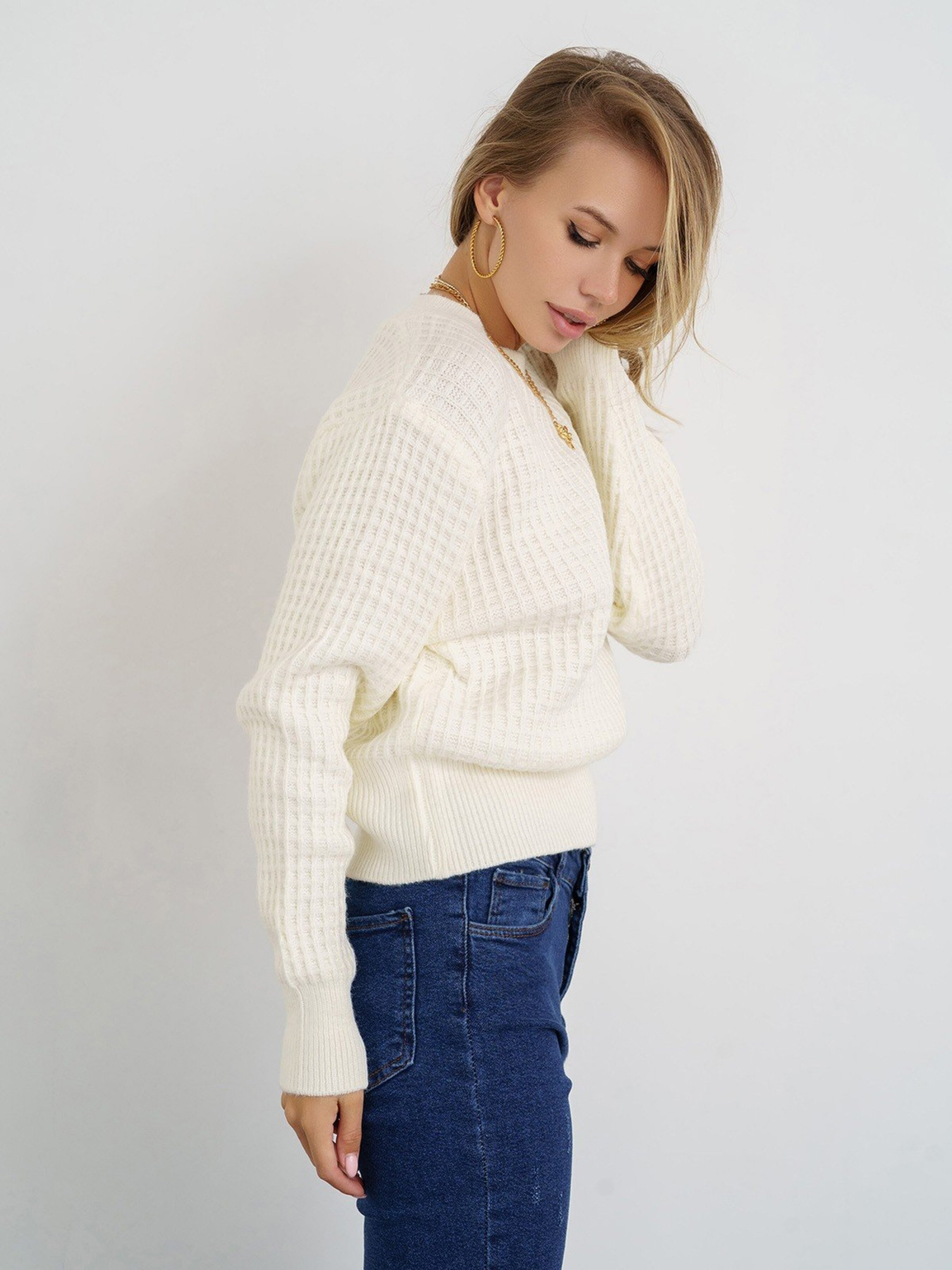 Свитер ISSA Plus модель WN20-323_milky Фото