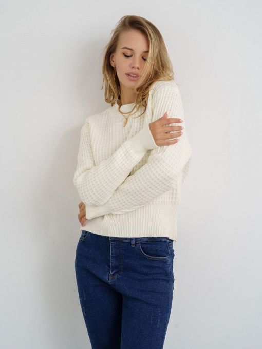 Свитер ISSA Plus модель WN20-323_milky Фото