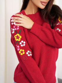 Свитер ISSA Plus модель WN20-327_burgundy Фото