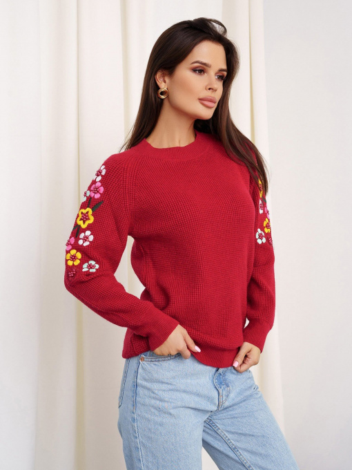 Свитер ISSA Plus модель WN20-327_burgundy Фото