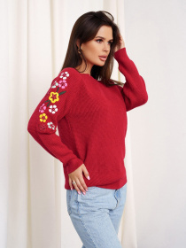 Свитер ISSA Plus модель WN20-327_burgundy Фото