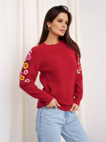 Свитер ISSA Plus модель WN20-327_burgundy Фото