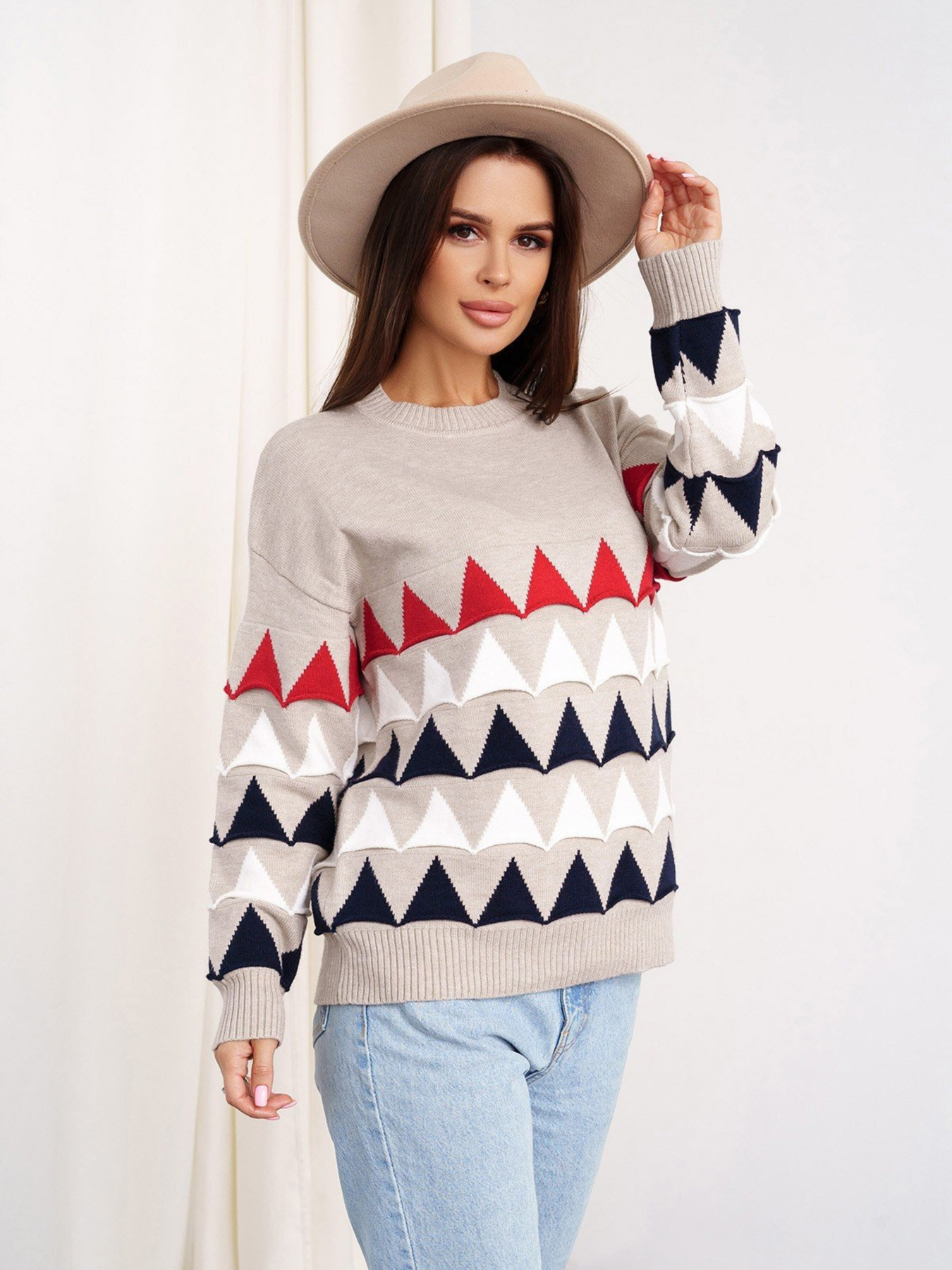 Джемпер ISSA Plus модель WN20-328_beige Джемпер ISSA Plus модель WN20-328_beige Фото