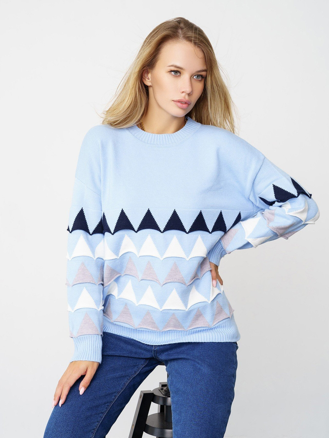 Джемпер ISSA Plus модель WN20-328_blue Фото