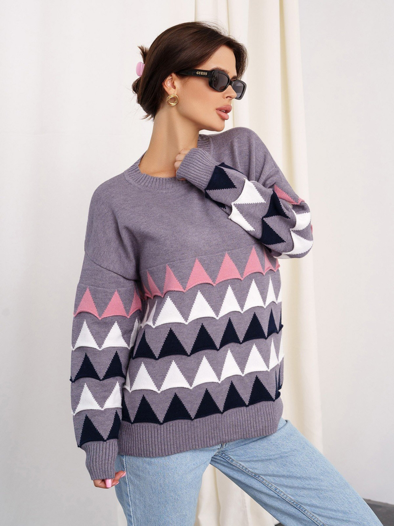 Джемпер ISSA Plus модель WN20-328_grey Фото