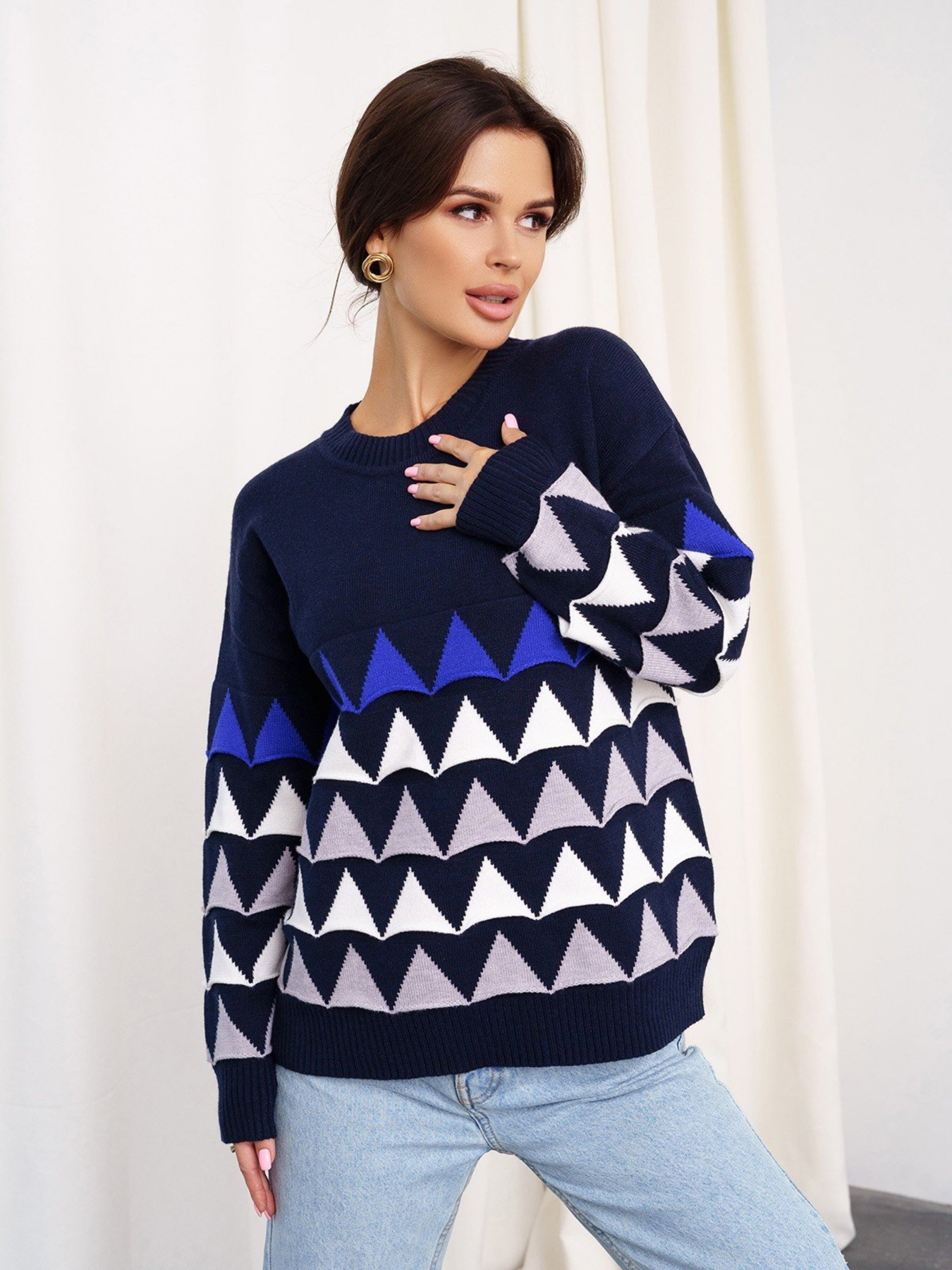 Джемпер ISSA Plus модель WN20-328_darkblue Фото