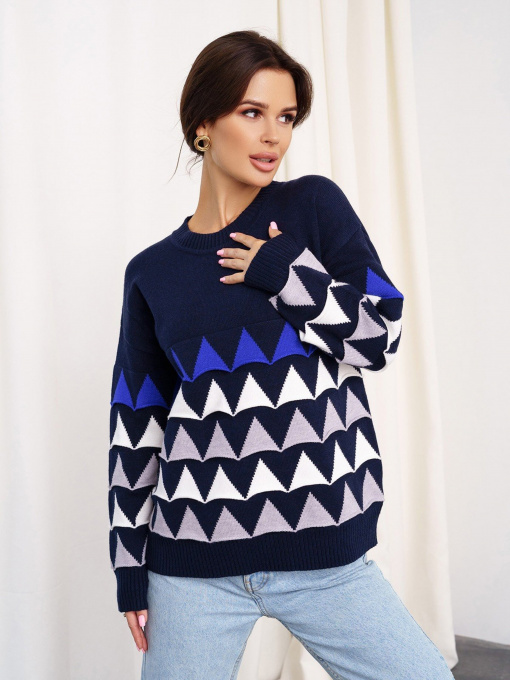 Джемпер ISSA Plus модель WN20-328_darkblue Фото