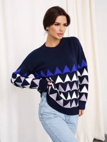 Джемпер ISSA Plus модель WN20-328_darkblue Фото