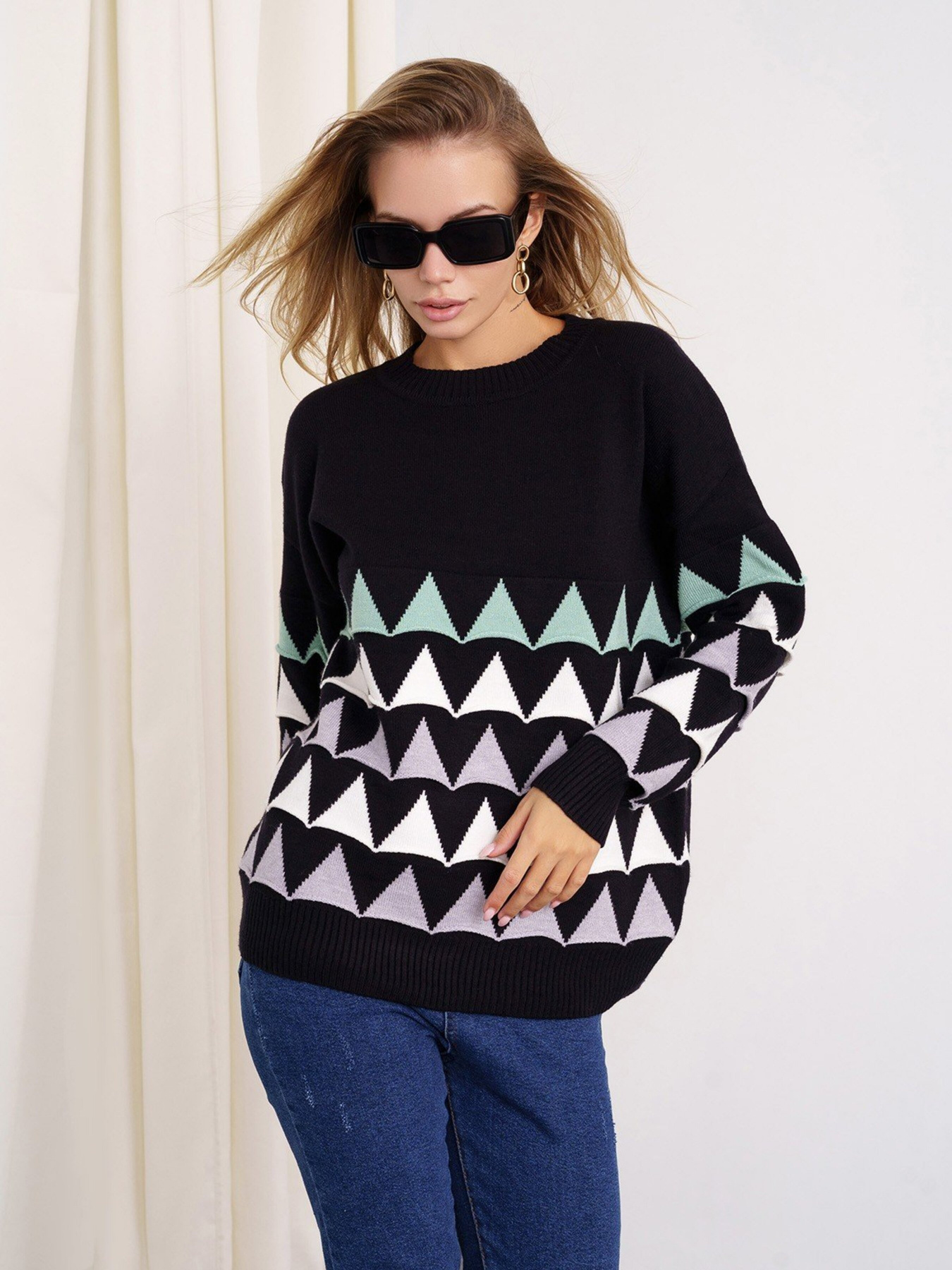 Джемпер ISSA Plus модель WN20-328_black Джемпер ISSA Plus модель WN20-328_black Фото