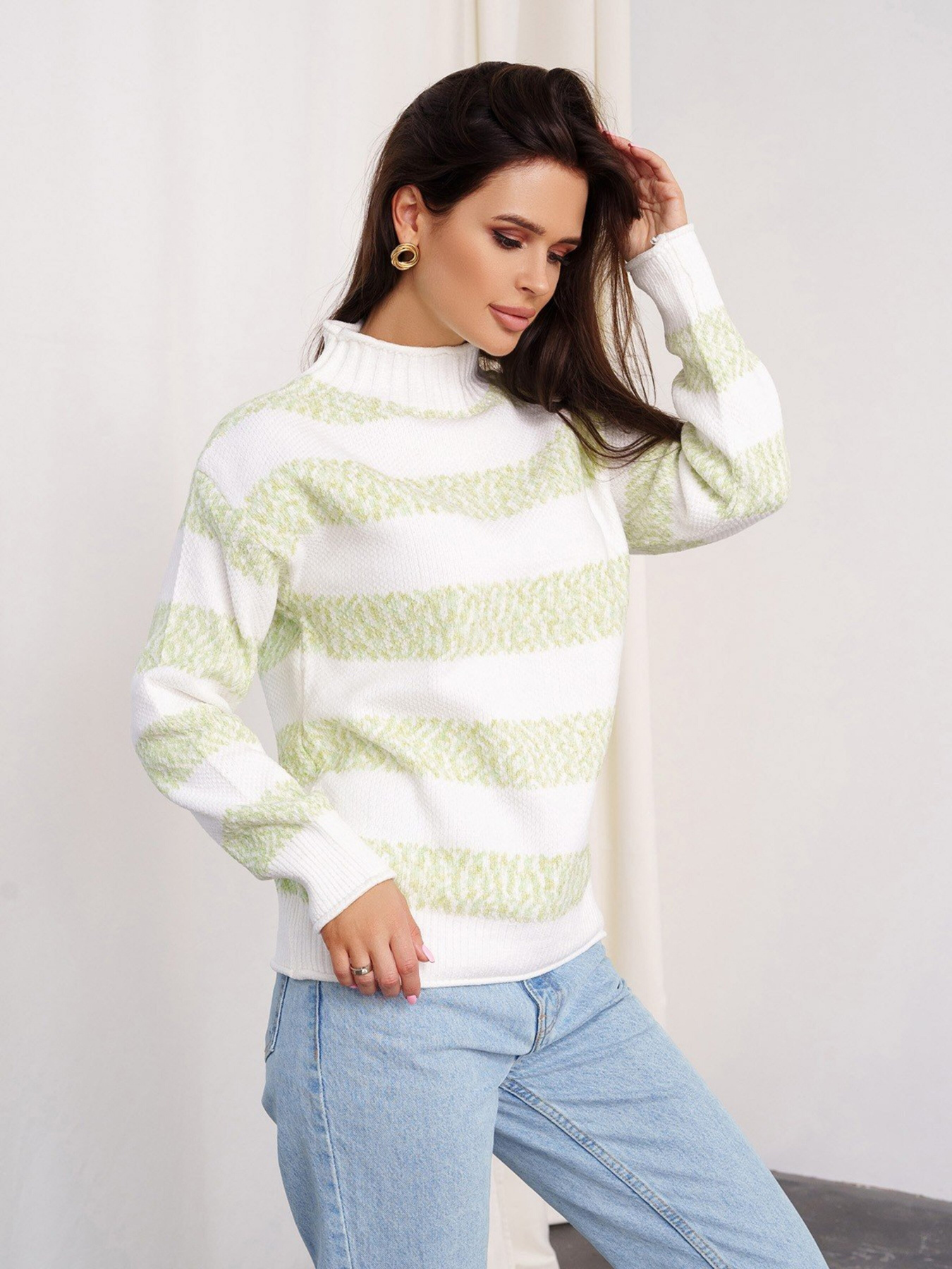 Свитер ISSA Plus модель WN20-331_whitemint Фото