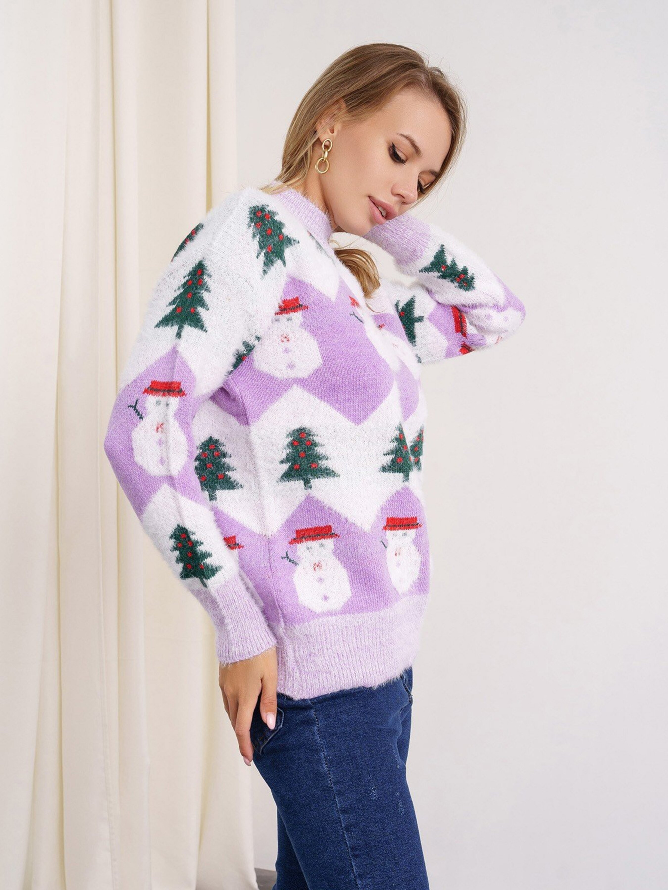 Свитер ISSA Plus модель WN20-332_lilac Фото