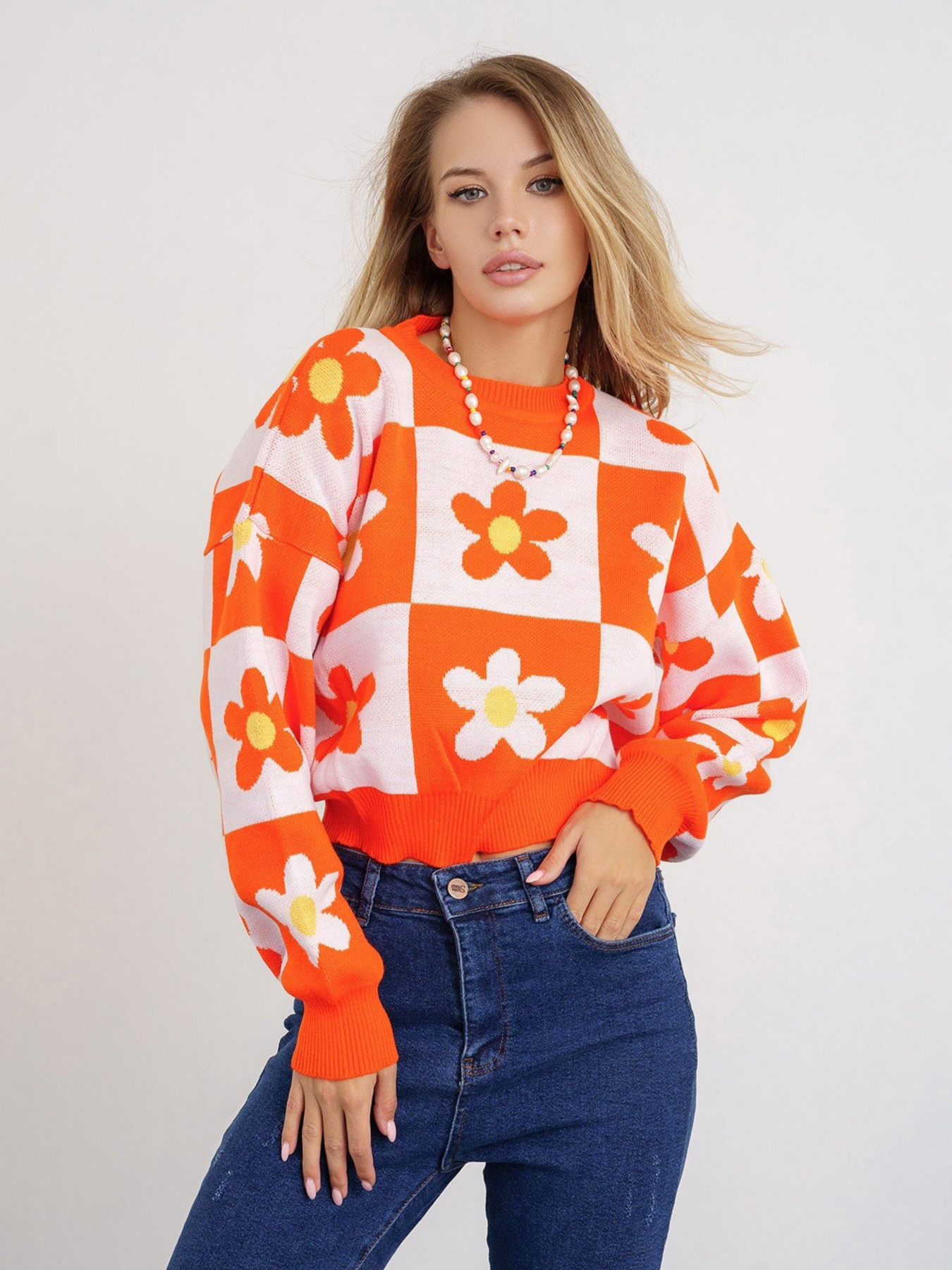 Джемпер ISSA Plus модель WN20-339_orange Фото